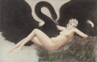 Leda and the Swan, 1934. Creator: Icart, Louis Justin Laurent (1888-1950).