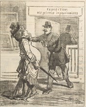 Madame, it is not advisable to enter!. Le Charivari, April 16, 1877, 1877. Creator: Cham (Amédée Charles de Noé) (1819-1879).