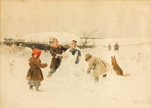 Making a Snowman, 1891. Creator: Stepanov, Alexei Stepanovich (1858-1923).