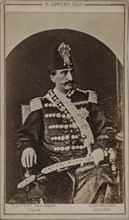 Portrait of Nasser al-Din Shah Qajar (1831-1896), Shahanshah of Persia, c. 1870. Creator: Appert, Ernest Charles (1831-1890).