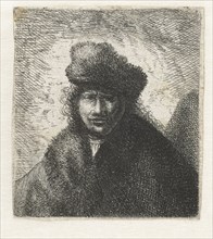 Self-Portrait in a slant fur cap: Bust, ca 1631. Creator: Rembrandt van Rhijn (1606-1669).