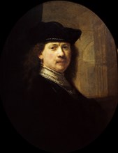 Self portrait with an architectural background, ca 1639. Creator: Rembrandt van Rhijn, (School)  .