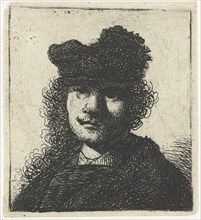 Self-Portrait in Cap and Dark Cloak: Bust, ca 1631. Creator: Rembrandt van Rhijn (1606-1669).
