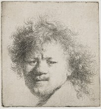 Self-portrait with long bushy hair: head only, ca 1631. Creator: Rembrandt van Rhijn (1606-1669).