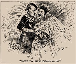 Wonder how long the honeymoon will last? (The Washington Star), 1939. Creator: Berryman, Clifford K. (1869-1949).