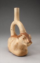 Stirrup Spout Vessel in Form of a Resting Feline, 100 B.C./A.D. 500. Creator: Unknown.