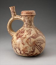 Handle Spout Jar with Fineline Bird Hunt Motifs, 100 B.C./A.D. 500. Creator: Unknown.