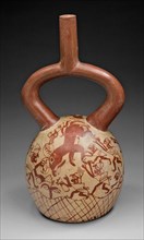 Stirrup Spout Vessel with Fineline Deer Hunt Motif, 100 B.C./A.D. 500. Creator: Unknown.