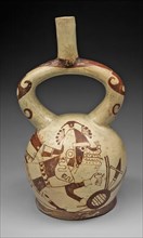 Stirrup Spout Vessel with Fineline Warrior Fox Motifs, 100 B.C./A.D. 500. Creator: Unknown.