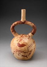 Stirrup Spout Vessel with Fineline Image of a Running Royal Messenger, 100 B.C./A.D. 500. Creator: Unknown.