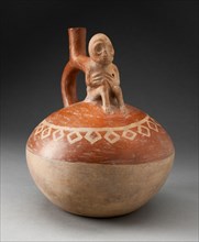 Spout Vessel with Skeletal Figure Seated Attached to Handle, 100 B.C./A.D. 500. Creator: Unknown.