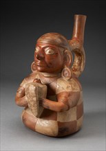 Handle Spout Vessel in the Form of Seated Musician Holding Conch Trumpet, 100 B.C./A.D. 500. Creator: Unknown.