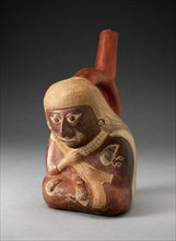 Stirrup Spout Vessel in the Form of a Seated Figure with Insects on Torso, 100 B.C./A.D. 500. Creator: Unknown.