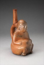 Handle Spout Vessel in the Form of a Seated Pregnant Woman, 100 B.C./A.D. 500. Creator: Unknown.