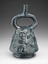 Blackware Vessel with a Relief Depicting a Figure Fighting a Crab, 100 B.C./A.D. 500. Creator: Unknown.