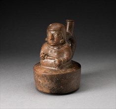 Blackware Spouted Vessel with a Seated Female Holding a Pipe or Staff, 100 B.C./A.D. 500. Creator: Unknown.