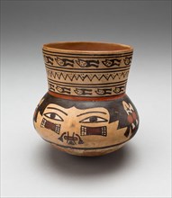Jar in the Form of a Human Head with Face Painting and Bound Lips, 180 B.C./A.D. 500. Creator: Unknown.