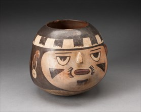 Jar in the Form of a Abstract Human Face with Modeled Facial Features, 180 B.C./A.D. 500. Creator: Unknown.