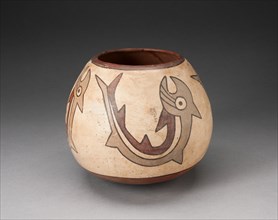 Rounded Jar Depicting Abstract Fish or Sharks, 180 B.C./A.D. 500. Creator: Unknown.