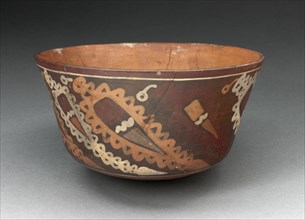 Miniature Flared Bowl Depicting Abstract Peppers with Decorative Motifs, 180 B.C./A.D. 500. Creator: Unknown.