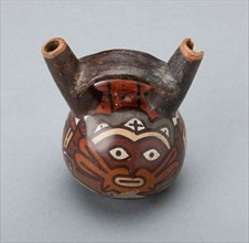 Miniature Double Spout Vessel Depicting Masked Ritual Performer, 180 B.C./A.D. 500. Creator: Unknown.