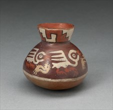 Miniature Jar Depicting Abstract Birds and Fish, 180 B.C./A.D. 500. Creator: Unknown.