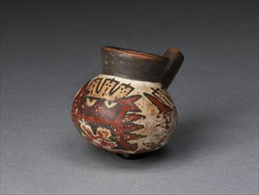 Miniature Jar with a Single Spout Depicting an Abstract Figure, 180 B.C./A.D. 500. Creator: Unknown.