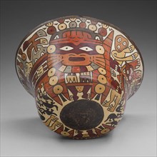 Bowl Depicting a Costumed Ritual Performer with Abstract Plants, Holding a Captive, 180 B.C./A.D. 50 Creator: Unknown.