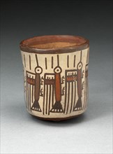 Small Straight-Sided Cup Depicting Abstract Hummingbirds or Insects, 180 B.C./A.D. 500. Creator: Unknown.