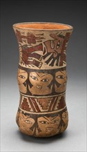 Curving Beaker with Rows of Abstract Human Faces and Sacrifice, 180 B.C./A.D. 500. Creator: Unknown.