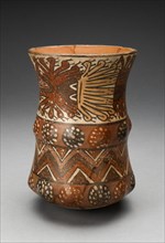 Curved Beaker with Rows of Abstract Masks and Geometric Motifs, 180 B.C./A.D. 500. Creator: Unknown.