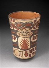 Beaker Depicting a Male Figure with Body Stretched and Abstract Motifs, 180 B.C./A.D. 500. Creator: Unknown.