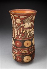Beaker Depicting Warriors Holding Staffs Surrounded by Regalia, 180 B.C./A.D. 500. Creator: Unknown.