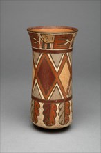 Beaker with Diamond-Shaped Geometric Pattern and Abstract Motifs, 180 B.C./A.D. 500. Creator: Unknown.