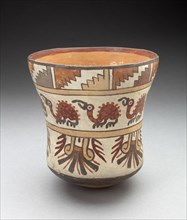 Beaker Depicting Bands of Spotted Birds and Geometric Motifs, 180 B.C./A.D. 500. Creator: Unknown.
