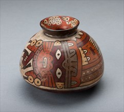 Jar Depicting a Costumed Ritual Performer Wearing Feline Mask, 180 B.C./A.D. 500. Creator: Unknown.