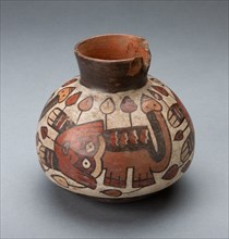 Jar Depicting a Feline with Vegetal Motifs Emerging from its Body, 180 B.C./A.D. 500. Creator: Unknown.