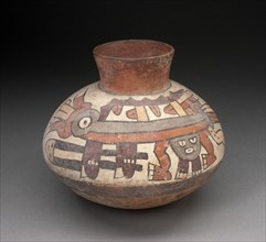 Jar with Narrowed Neck Depciting Anthropomorphic Insect with Trophy Head, 180 B.C./A.D. 500. Creator: Unknown.