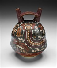 Double-Spouted Vessel Depicting a Landscape with Coyotes and Cactus, 180 B.C./A.D. 500. Creator: Unknown.