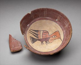 Plate Depicting Hummingbird in Interior, Broken and Partially Repaired, 180 B.C./A.D. 500. Creator: Unknown.
