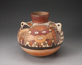 Handeled Jar Depicting Costumed Ritual Performer with Weapons, 180 B.C./A.D. 500. Creator: Unknown.