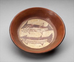 Plate Depicting a Pair of Sharks on its Interior, 180 B.C./A.D. 500. Creator: Unknown.