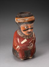 Jar in the Form of a Seated Warrior Holding a Sling and Club, 180 B.C./A.D. 500. Creator: Unknown.