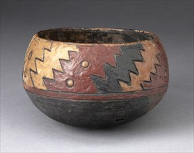 Bowl with Thickly-Painted Polychrome Zigzag Motif, 650/150 B.C. Creator: Unknown.