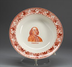 Plate with portrait of Benjamin Franklin, 1800/1900. Creator: Spode Ceramic Works.