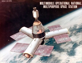 Three-Radial-Module Space Station Concept, 1960. Creator: NASA.