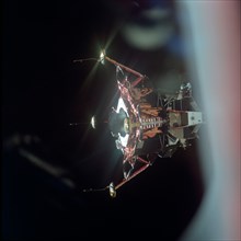 View of the Lunar Module from the Command Module, Apollo 11 mission, July 20, 1969.  Creator: Michael Collins.