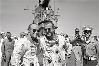 Cooper and Conrad on deck, 1965. Creator: NASA.