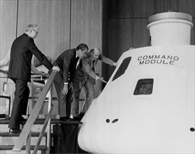 Nixon given Apollo Command Module Briefing, 1974. Creator: NASA.