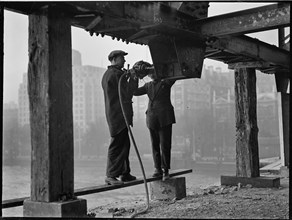 Demolition of Waterloo Bridge, Lambeth, Greater London Authority, 1936. Creator: Charles William  Prickett.